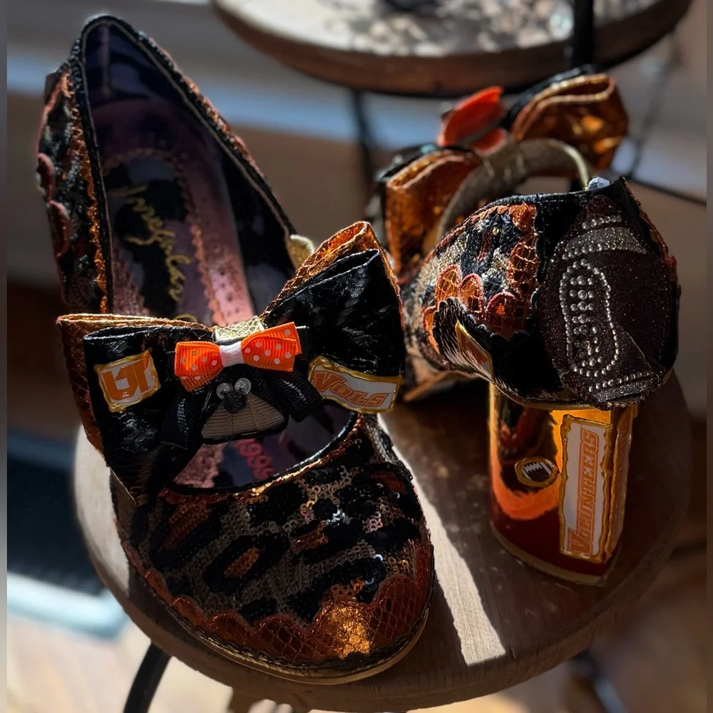 hand embellished statement concept heels University of Tennessee theme, size9/40